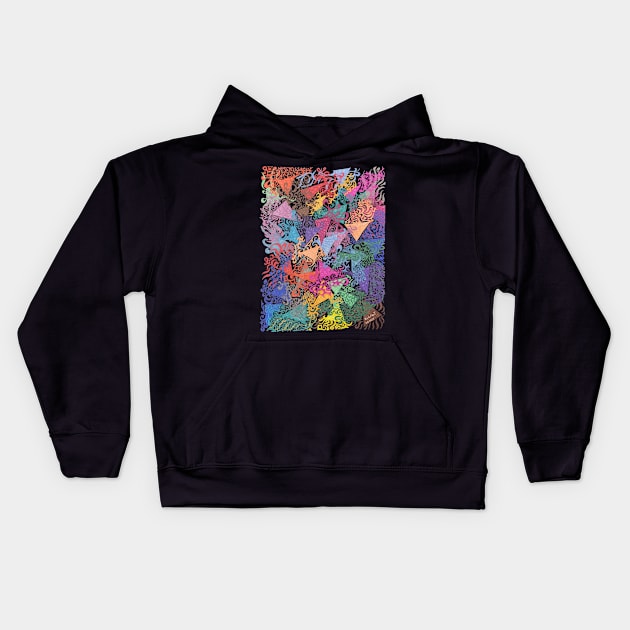 Interlaced Tentacled Triangles Kids Hoodie by Barschall